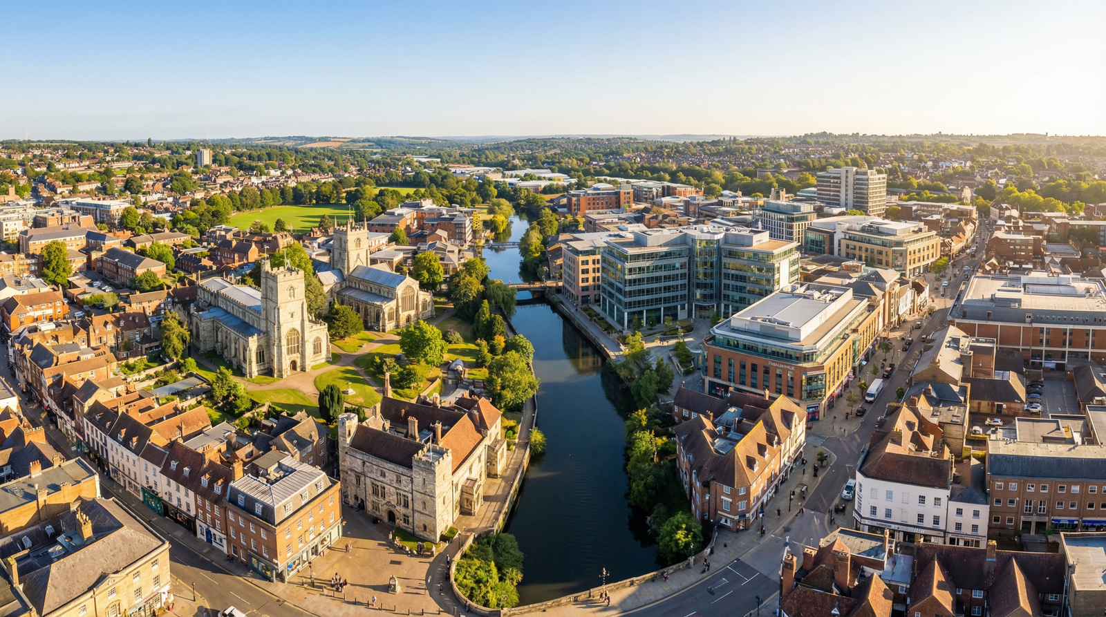 Maidstone town centre aerial view